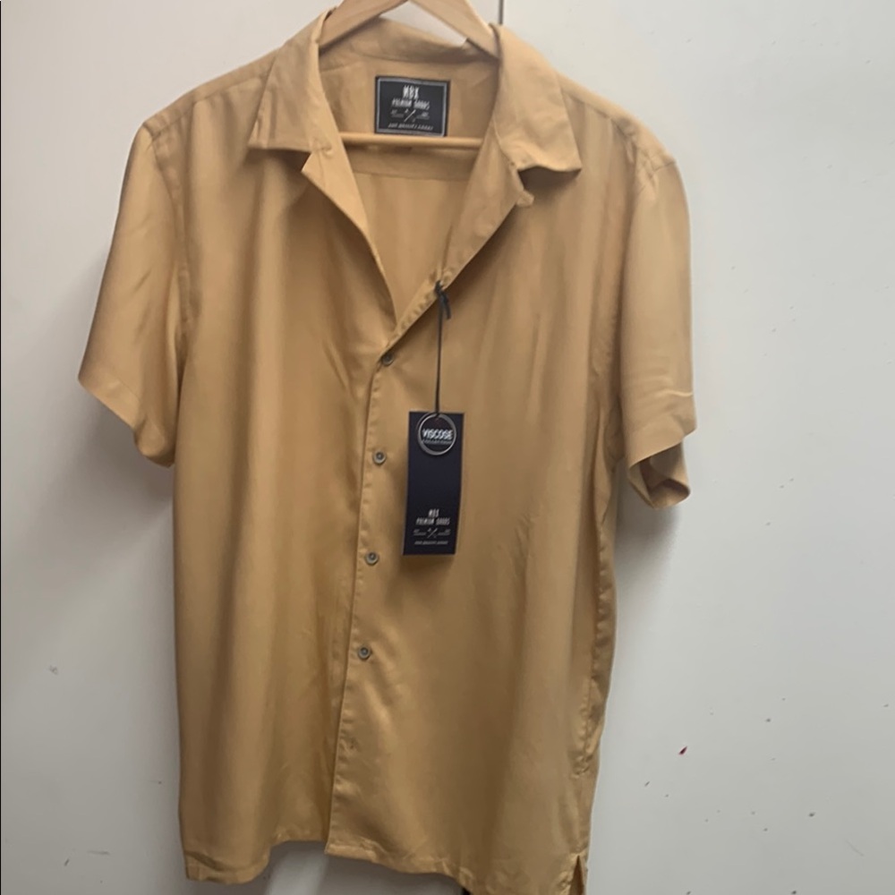 Tan Casual Button Down Shirt with Relaxed Fit